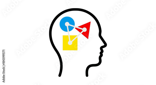 abstract illustration of geometric shapes representing interconnected thought processes logical thinking and problem-solving in the human mind