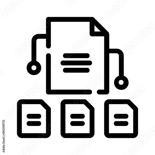 Displays document hierarchy in bold black lines. Suitable for presenting complex relationships in an organized and visually appealing manner.
