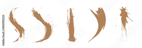 Abstract golden paint smear collection