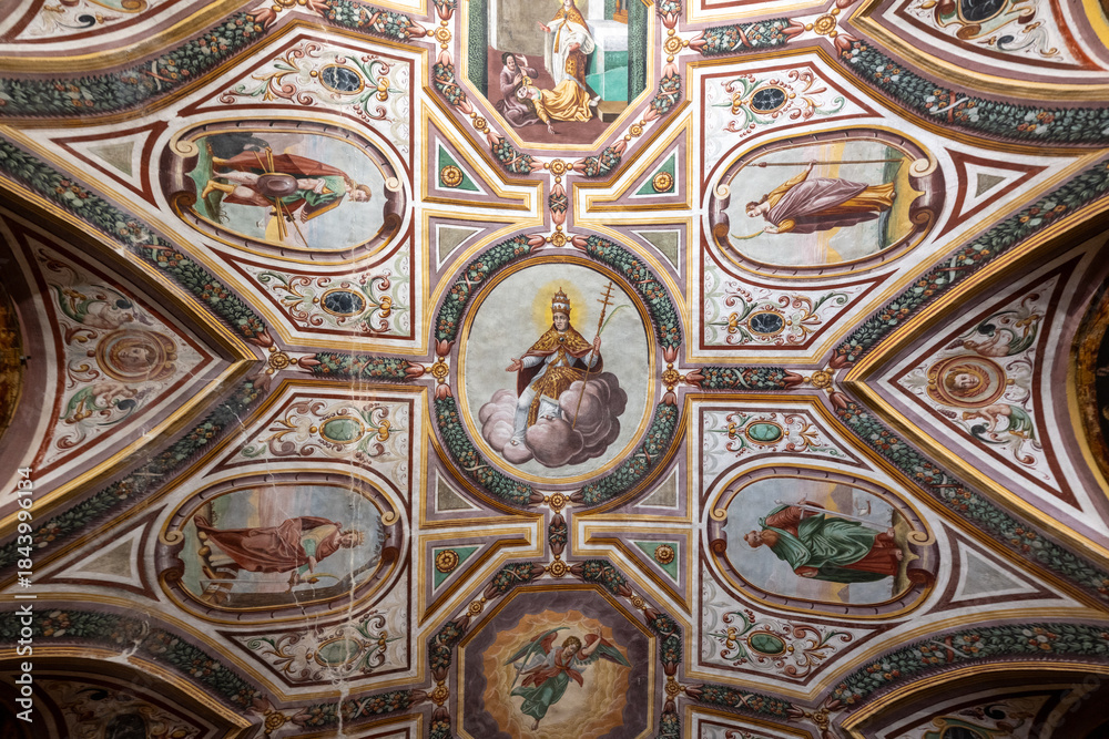 Obraz premium Painted nave ceiling, Church of San Lino - Volterra, Italy