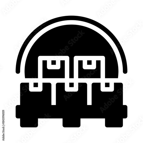 Stack of boxes on a pallet inside a warehouse, represents logistics, storage, inventory management in a commercial setting for presentations, ads.
