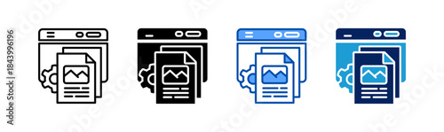 content management icon set multiple style collection