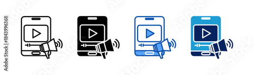 video marketing icon set multiple style collection