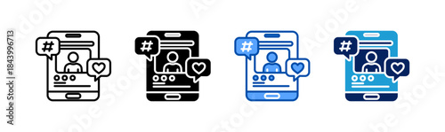 social media icon set multiple style collection