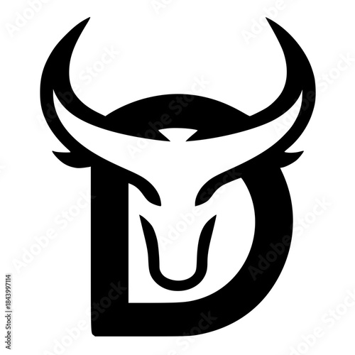 Silhouette of the letter D with horns