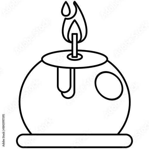 clay-lamp-mud-pot-candle-line-art-icon