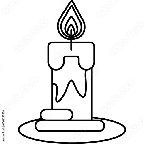 candle-on-plate-burning-vector-icon