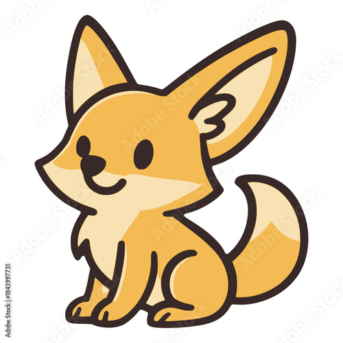 cute fennec fox wild life animal flat color vector illustration template design