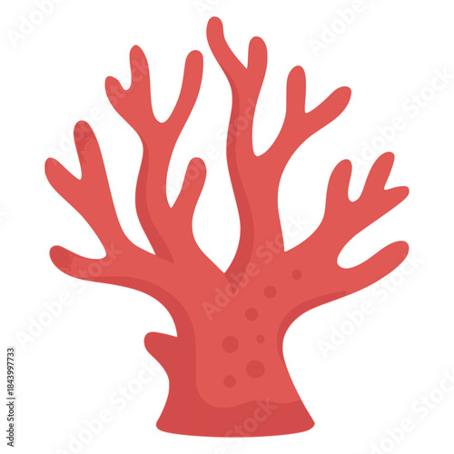 red coral sea life nature organic flat color vector illustration template design