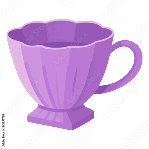 purple mug like flower for tea drink beverage flat color vector illustration template design