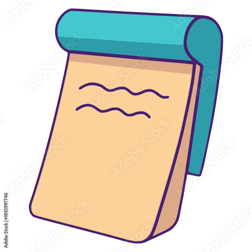 order notes notepad restaurant cafe flat color vector illustration template design