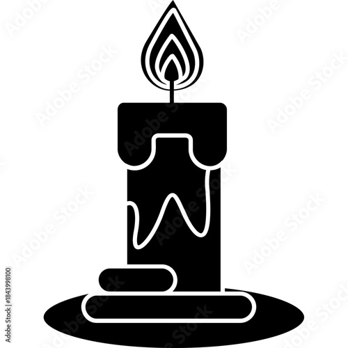 candle-on-plate-burning-vector-icon