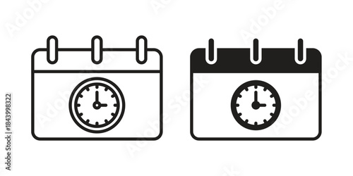 Calendar clock icon design element, vector illustration. Editable vector collections.