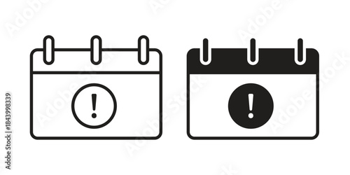 Calendar exclamation icon design element, vector illustration. Editable vector collections.