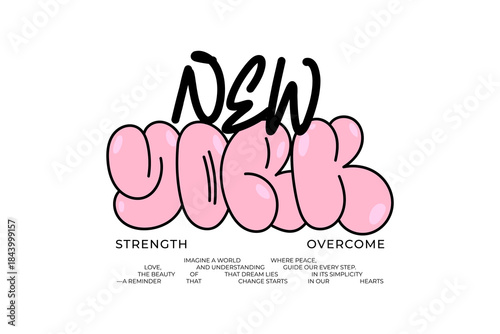 Bold New York Bubble Lettering Graphic Streetwear Apparel Design