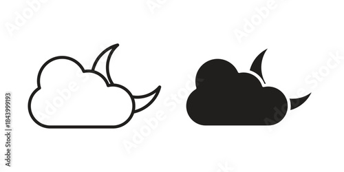 Cloud moon icon design element, vector illustration. Editable vector collections.
