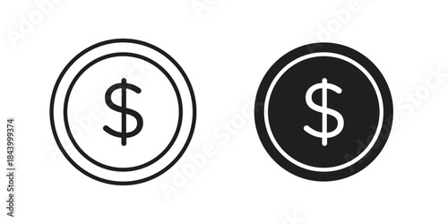 Coin icon design element, vector illustration. Editable vector collections.