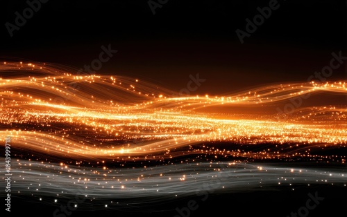 Abstract Light Trails in Dynamic Motion Over a Dark Background