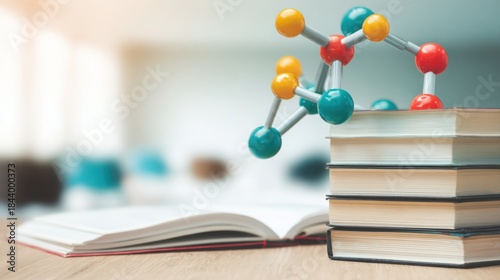 Colorful Model of Molecule on Stack of Books in Learning Environment