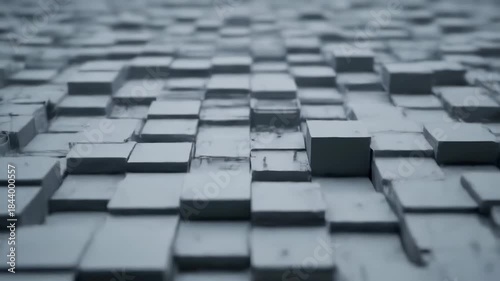 Abstract Closeup of Metallic Blocks Moving in Rhythmic Pattern with Slow Camera Movement