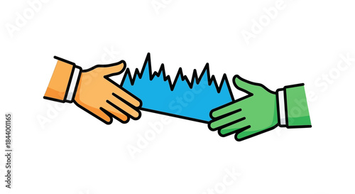 data exchange between two hands sharing a fluctuating market graph symbolizing business collaboration financial analysis and information transfer.