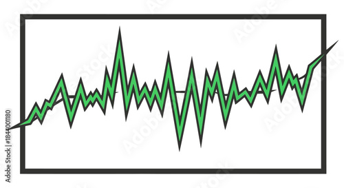 digital green line graph showing a fluctuating waveform or market pulse within a minimalist frame for data and technology visualizations