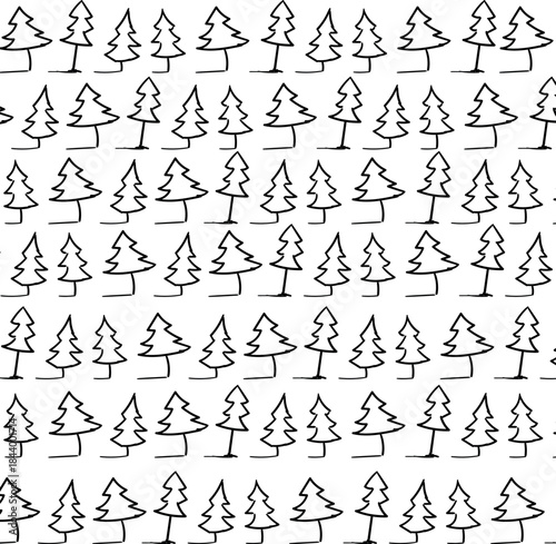 A forest-themed background with cartoonish fir trees.