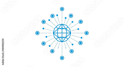 global network icon depicting worldwide data flow communication and digital technology representing internet and global business.