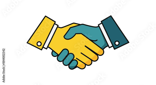 handshake agreement in a vibrant flat design illustration symbolizing successful business partnership trust and a mutually beneficial deal.