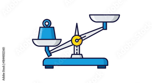 iconic balance scale with a blue weight on one pan illustrating the concept of imbalance measurement and critical decision making.