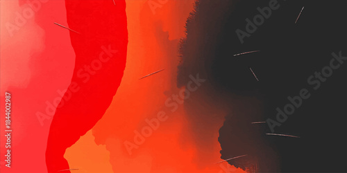 Fiery explosion texture of red and yellow paint splashes on a dark background for motion art and design