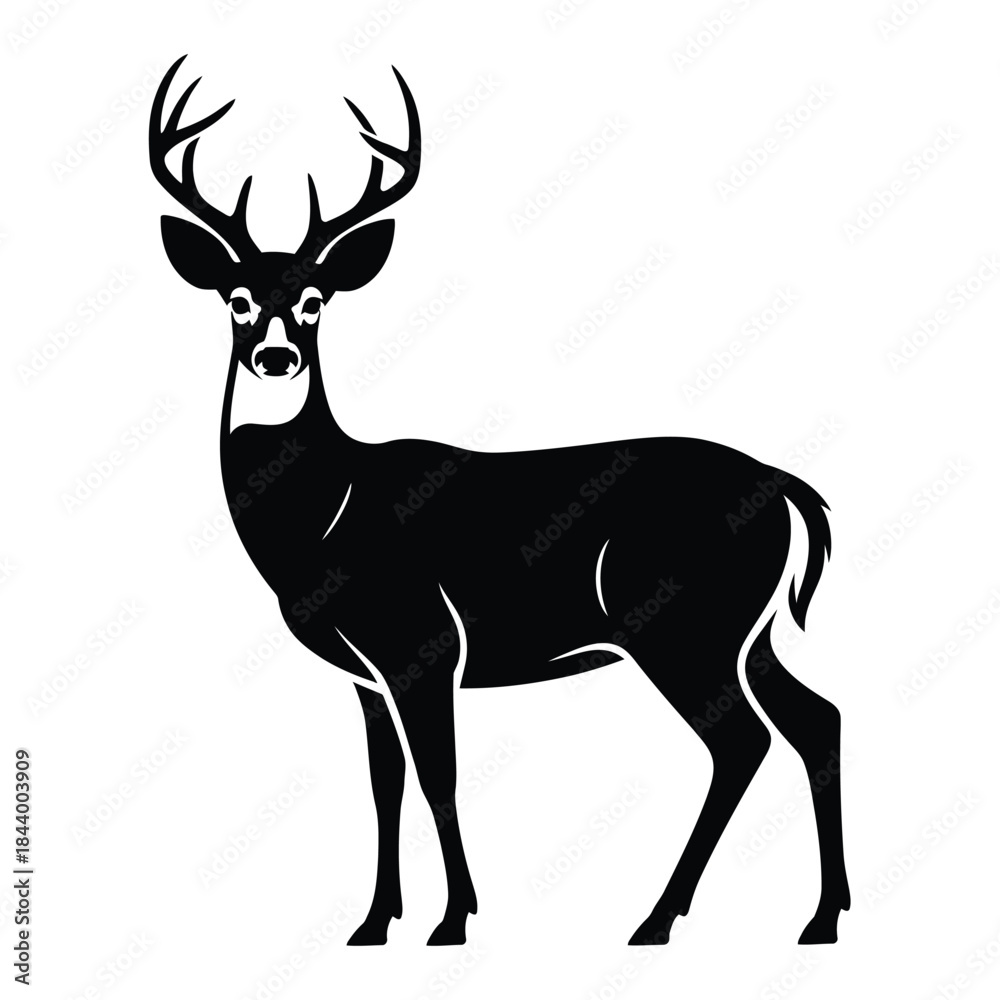 Obraz premium A striking black silhouette of a majestic buck with large antlers