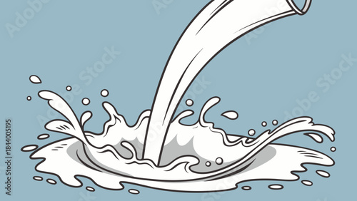 Milk splashing from a jug creating a dynamic liquid wave and droplets perfect for food and beverage advertising and design
