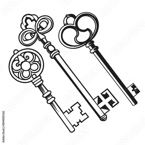 Vintage Skeleton Keys Vector Set – Classic Antique Key Illustrations