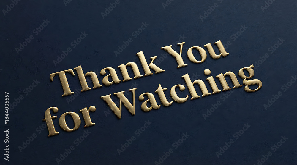Fototapeta premium Elegant Golden 3D Thank You for Watching Text 10.