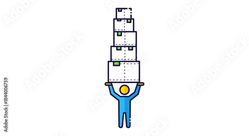 project manager balancing growing stack of tasks and documents minimalist business productivity concept illustration for workload management