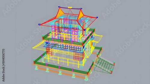 Traditional Japanese House Interior with Tatami Mats and Shoji Doors