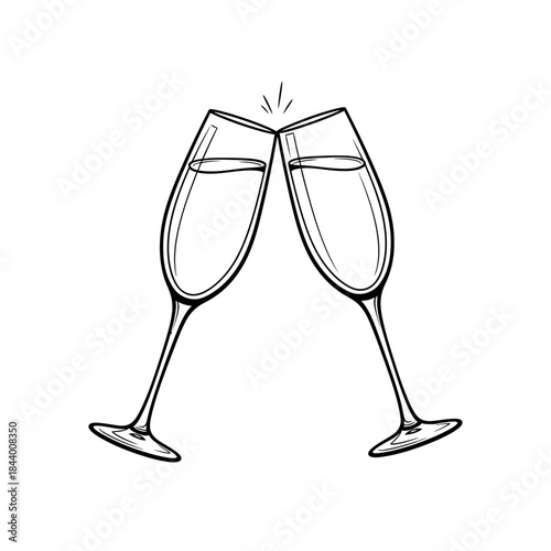 Celebratory Toast with Two Glasses Clinking in a Cheerful Moment