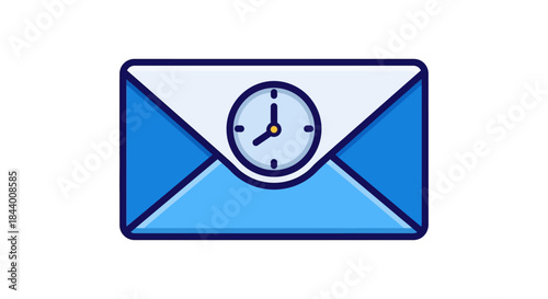 scheduled email icon a blue envelope with a clock symbolizing delayed messages future communication and digital productivity.