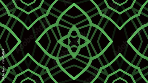 Green Neon Geometric Mandala Abstract Futuristic Motion Background
