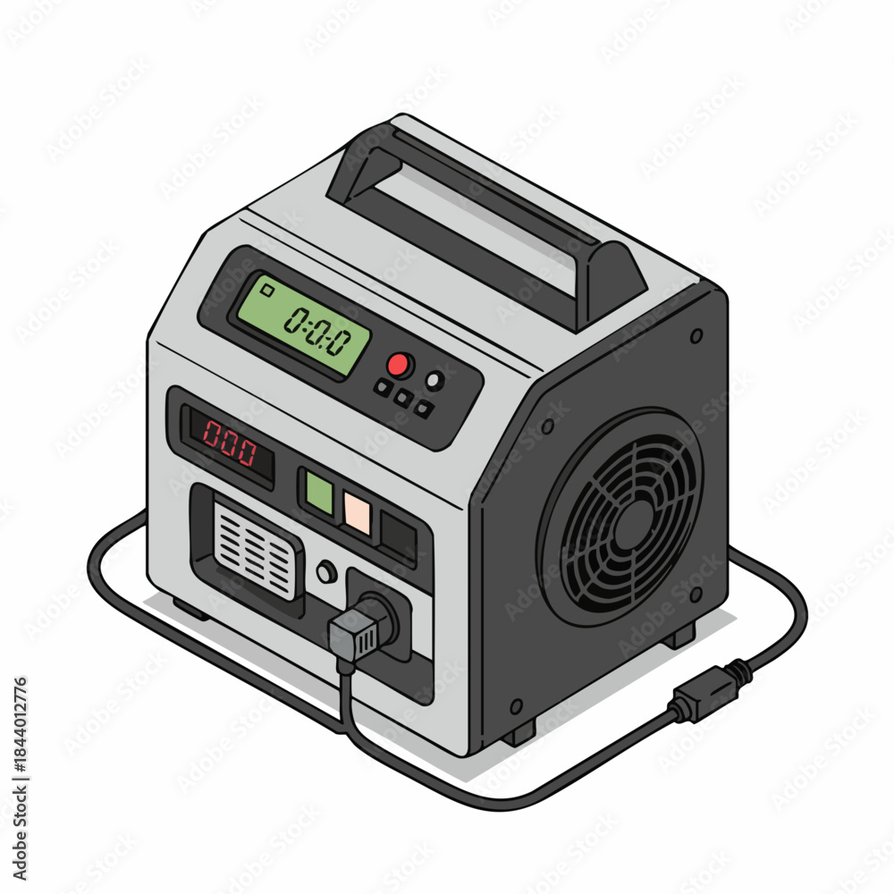 Fototapeta premium Isometric Detailed Generator Portable Power Station Machine Design Illustration