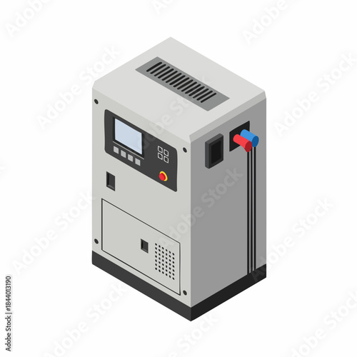 Isometric Detailed Generator Electrical Power System Industry Energy Machinery Illustration