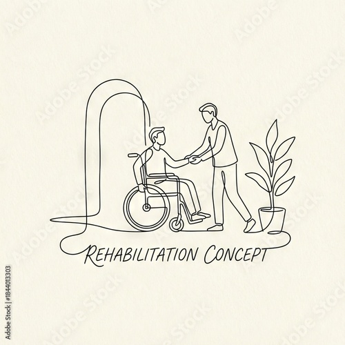Minimalist Line Art Rehabilitation Support Concept