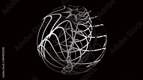 Silver White Wire Sphere Abstract Futuristic Rotation