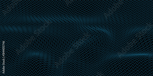 Abstract background with curved lines. Striped waves texture. Geometric pattern with horizontal thin lines. Monochrome vector template.