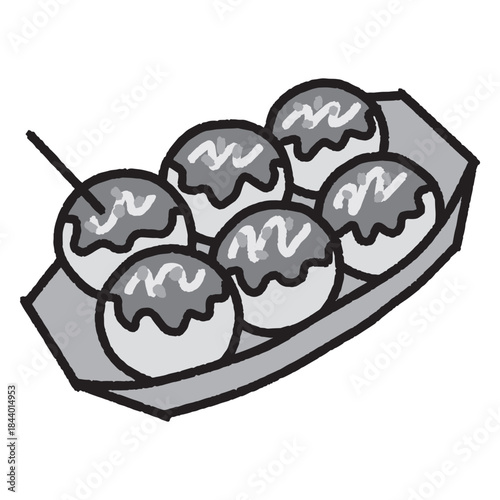 たこ焼き モノクロ