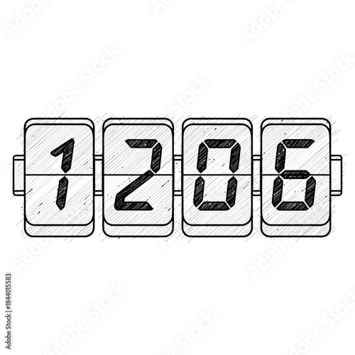 Vintage flip clock displaying the time 12:06 with retro design and mechanical details