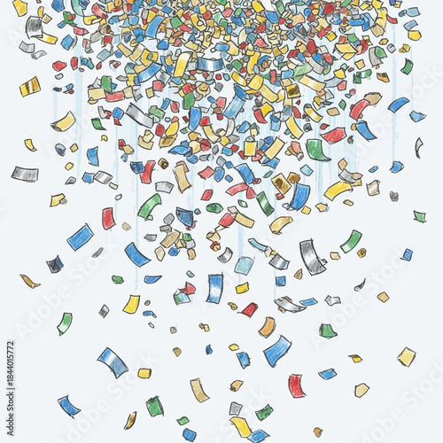 Colorful Confetti Falling from the Sky Celebrating a Festive Event or Party