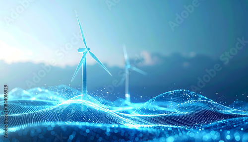 Digital Wind Energy Concept With Turbine Waves.