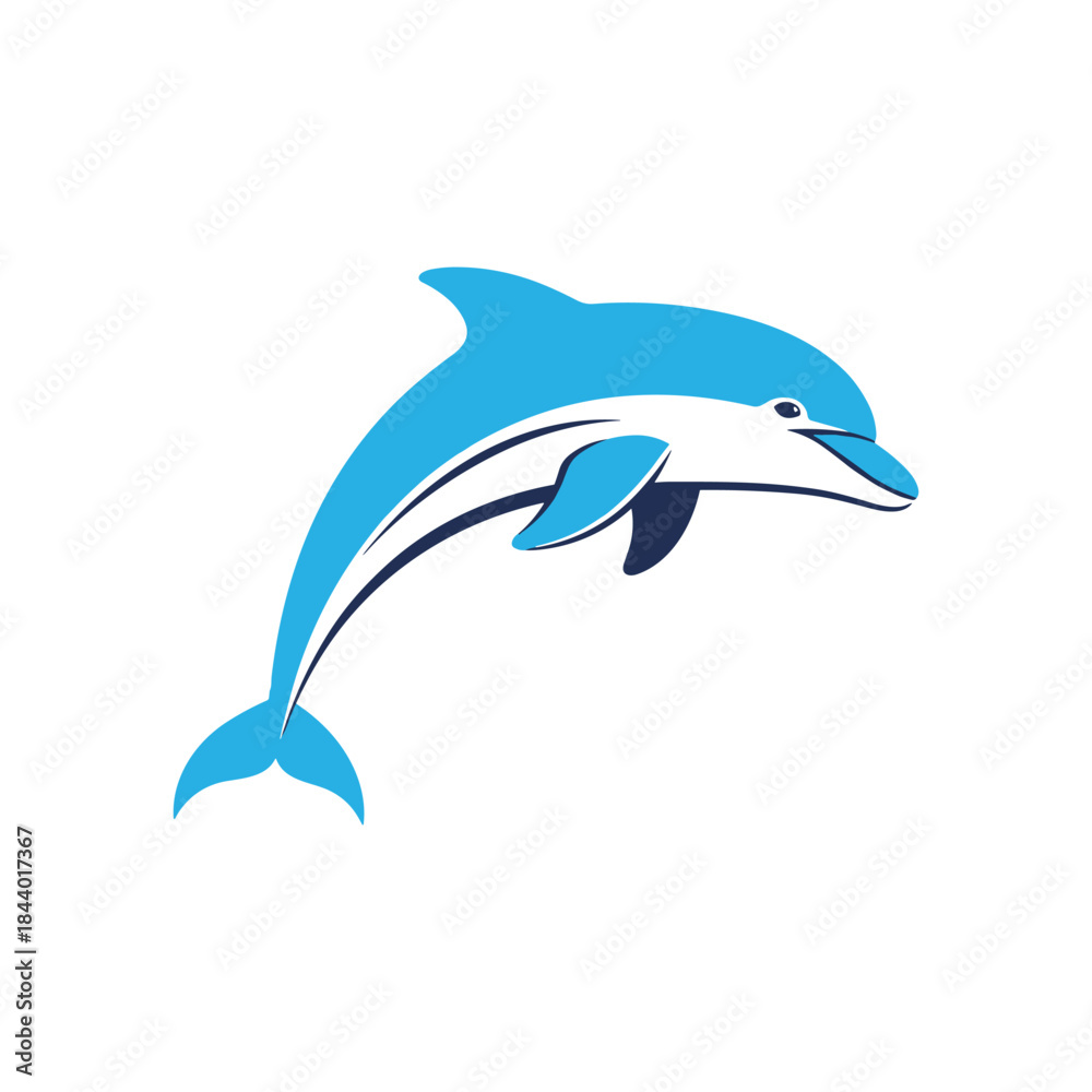 Fototapeta premium A vibrant blue dolphin leaping gracefully through the water.